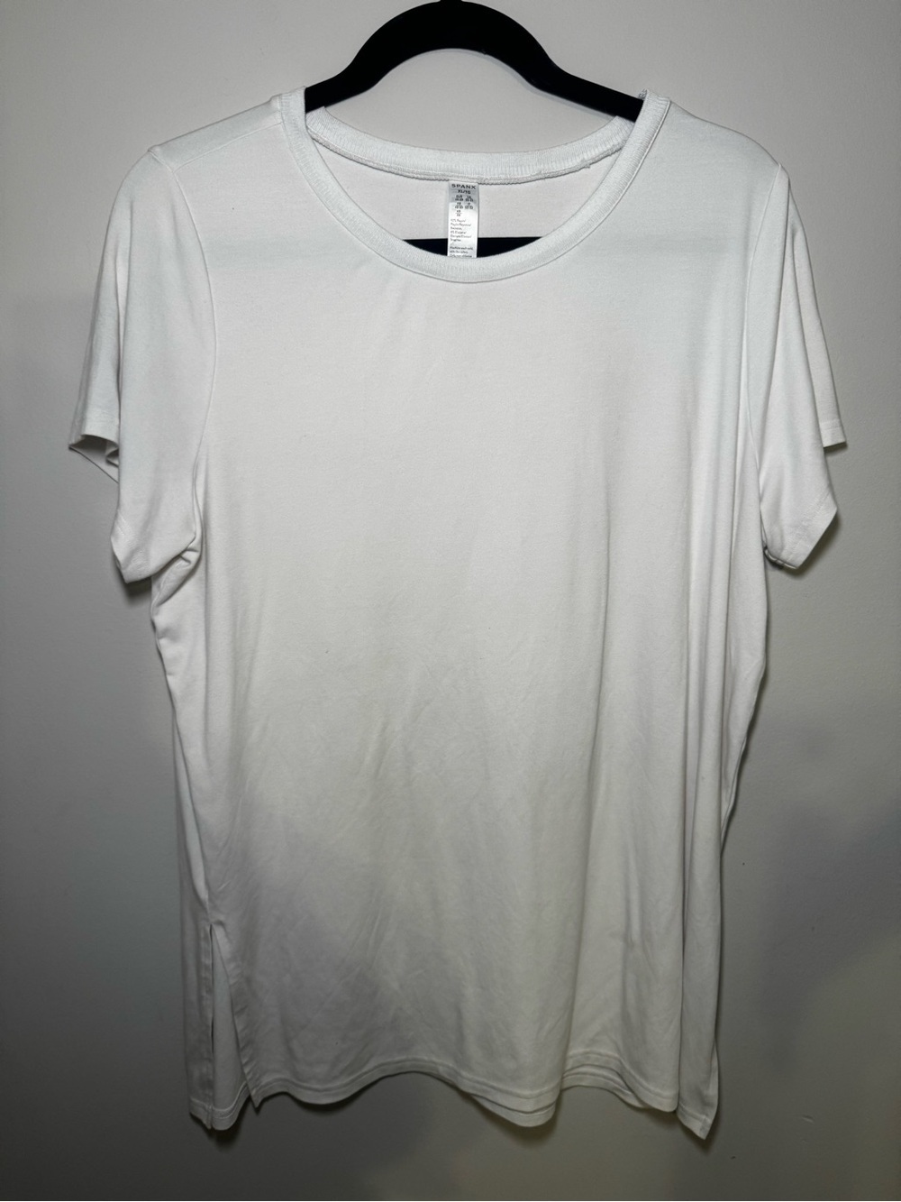 Spanx White Crew Neck Short Sleeve Shirt size XL